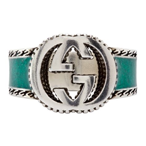 gucci ring 925 with green emerald old|Gucci interlocking rings.